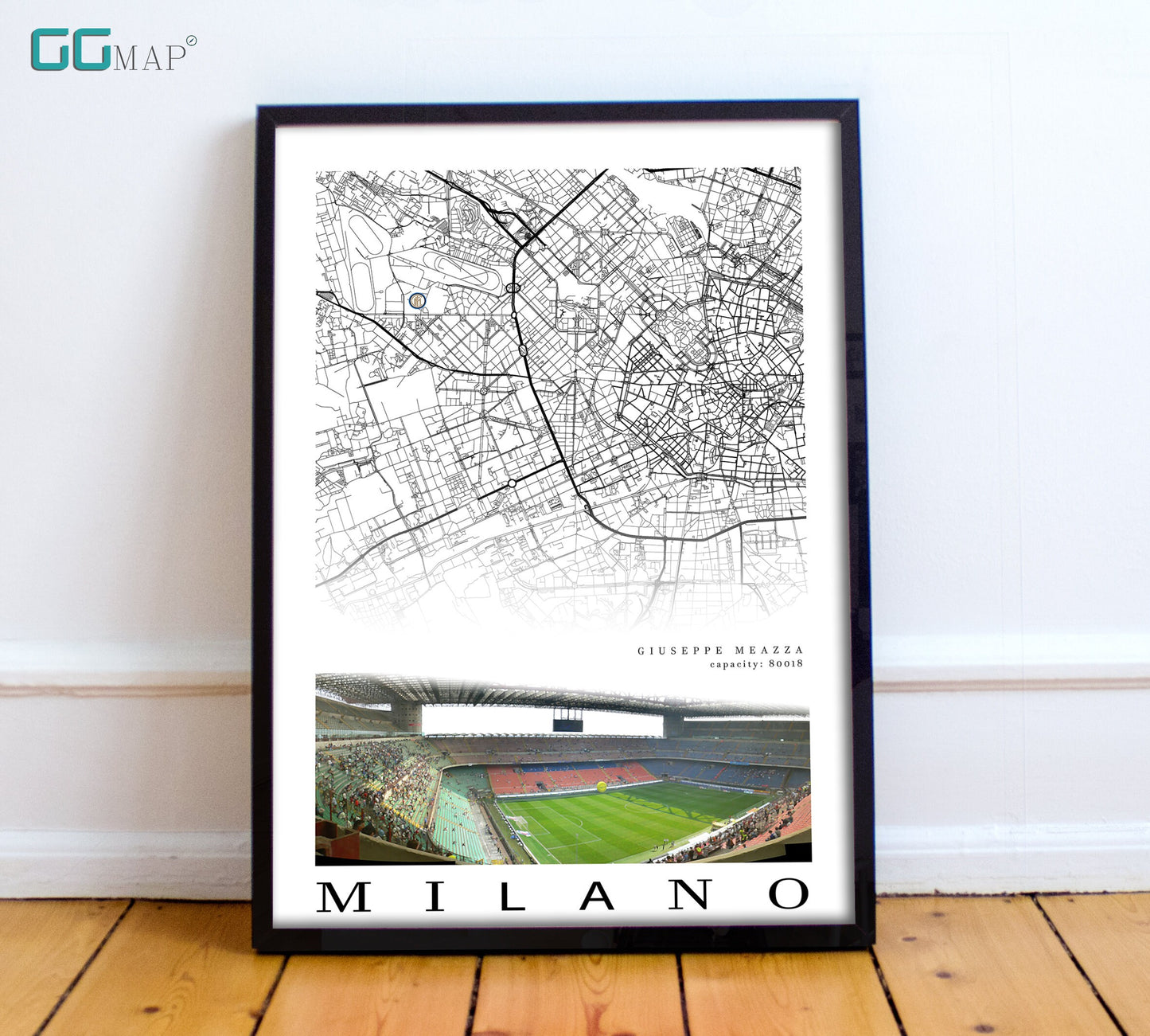 City map of MILANO - FC Inter - San Siro Stadium - Home Decor San Siro - Giuseppe Meazza poster - San Siro Stadio - Inter