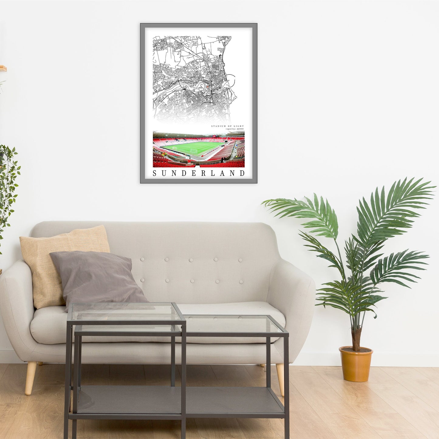 City map of SUNDERLAND - Stadium of Light - Home Decor Stadium of Light - Stadium of Light gift - Print map - Sunderland Stadium