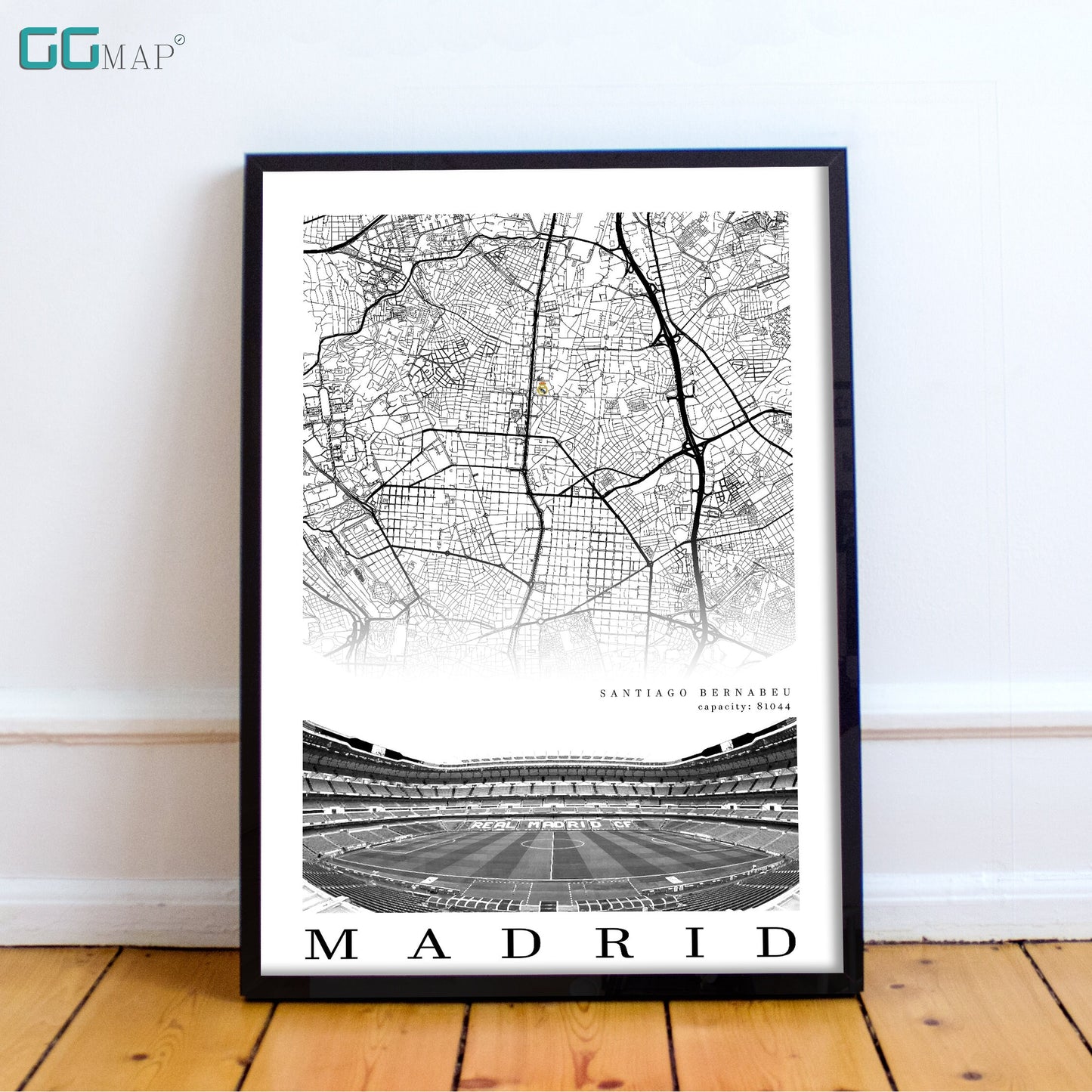 City map of MADRID - Santiago Bernabu Stadium - Home Decor Santiago Bernabu - Wall decor -Santiago Bernabu - Estadio Santiago Bernabu