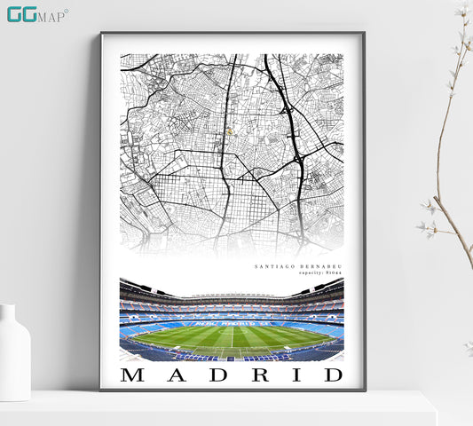 City map of MADRID - Santiago Bernabu Stadium - Home Decor Santiago Bernabu - Wall decor -Santiago Bernabu - Estadio Santiago Bernabu