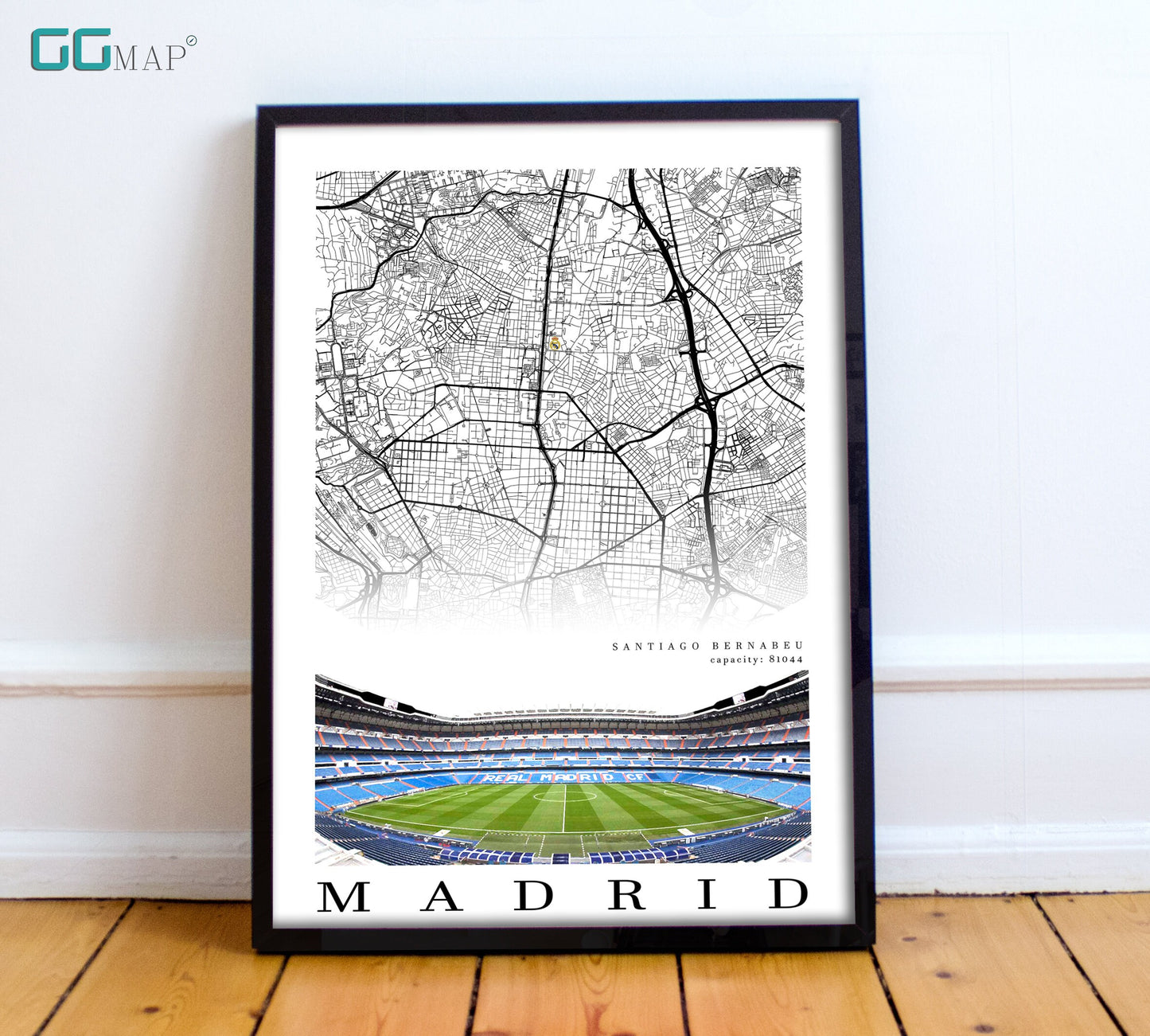 City map of MADRID - Santiago Bernabu Stadium - Home Decor Santiago Bernabu - Wall decor -Santiago Bernabu - Estadio Santiago Bernabu