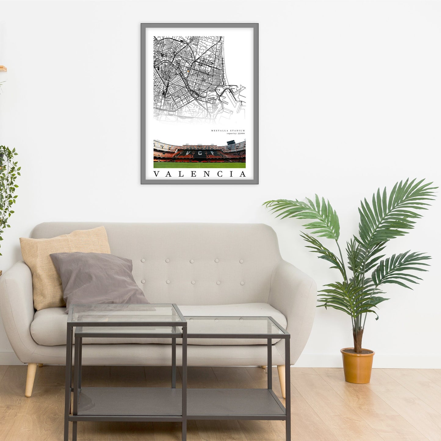 City map of VALENCIA - Mestalla Stadium - Home Decor Mestalla - Wall decor - Estadio Mestalla - Valencia gift - Print map - GG Map