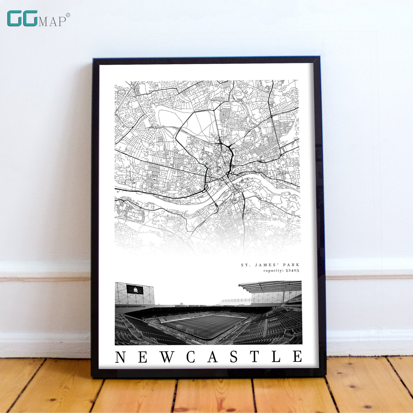 City map of NEWCASTLE - St. James' Park Stadium- Home Decor St. James' Park - St. James' Park gift - St. James' Park wall decor - Print map