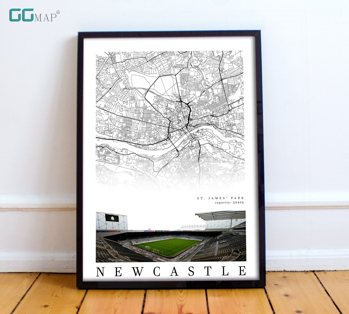 City map of NEWCASTLE - St. James' Park Stadium- Home Decor St. James' Park - St. James' Park gift - St. James' Park wall decor - Print map