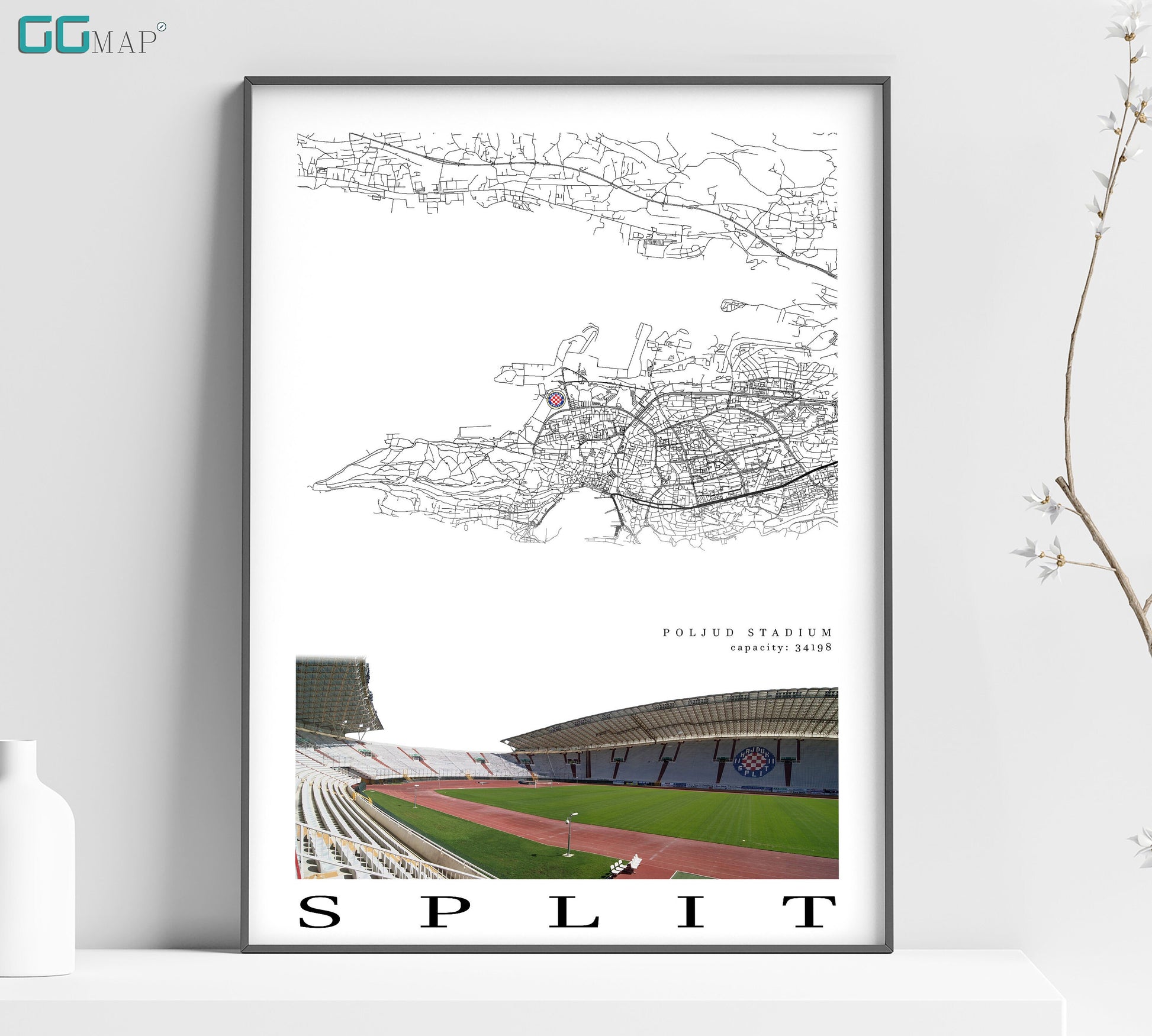 a poster of a stadium with a map of the stadium