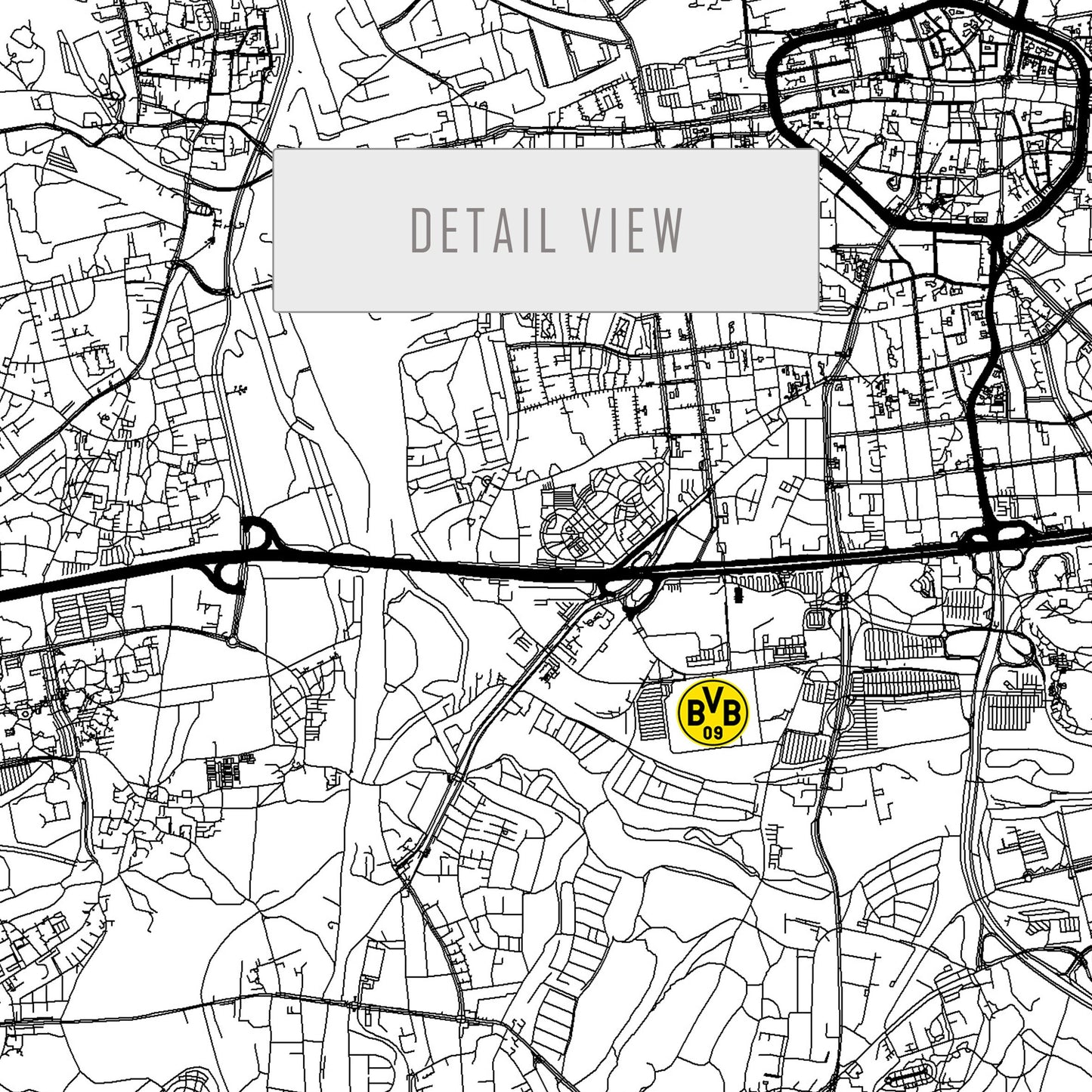 City map of DORTMUND - Signal Iduna Park - Home Decor Signal Iduna Park - Wall decor Signal Iduna Park - Signal Iduna Park gift - Print map