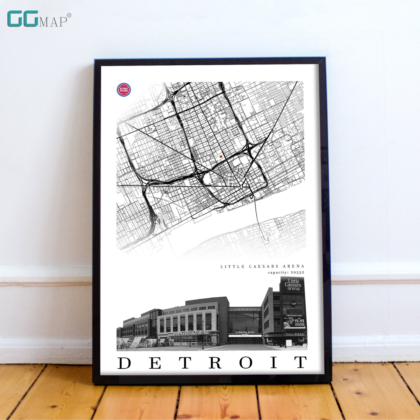 City map of DETROIT - Little Caesars Arena - Home Decor Detroit - Little Caesars Arena - Deroit poster - Detroit gift - Print map