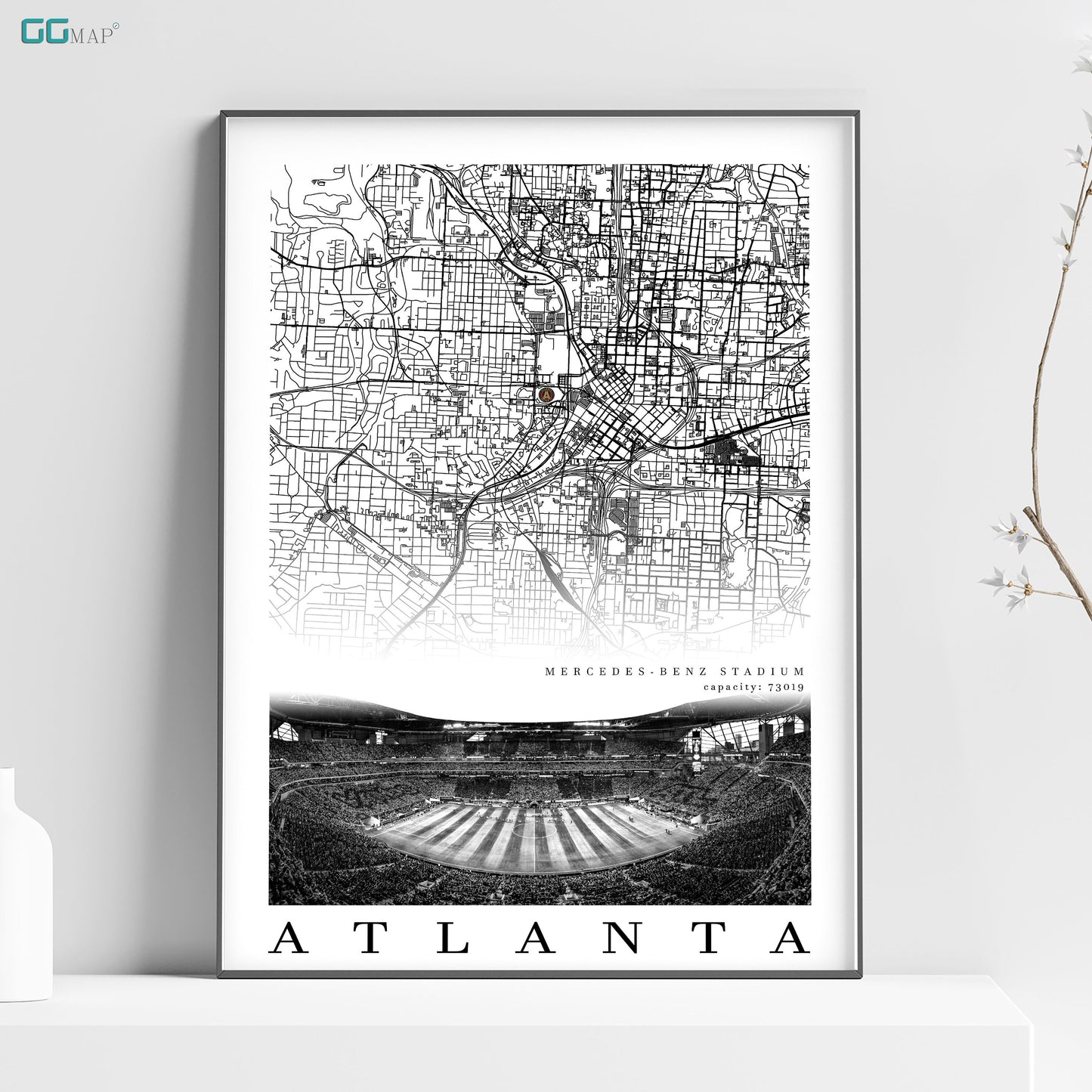 City map of ATLANTA - Home Decor Atlanta - Mercedes-Benz Stadium wall decor - Atlanta poster - Atlanta United FC - Print map