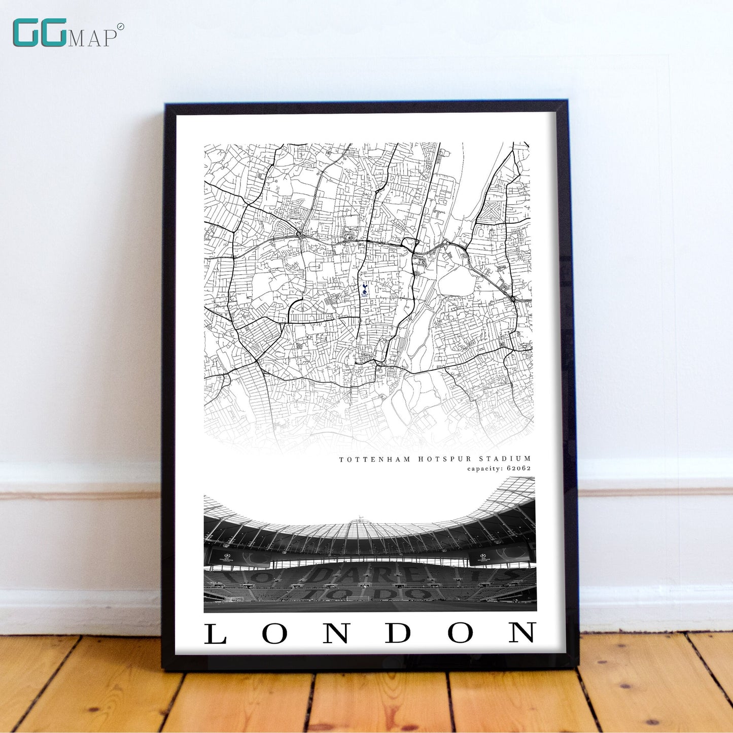 City map of LONDON - Tottenham Hotspur Stadium - Home Decor Tottenham Hotspur - Wall decor - Tottenham Hotspur - Tottenham gift - Print map