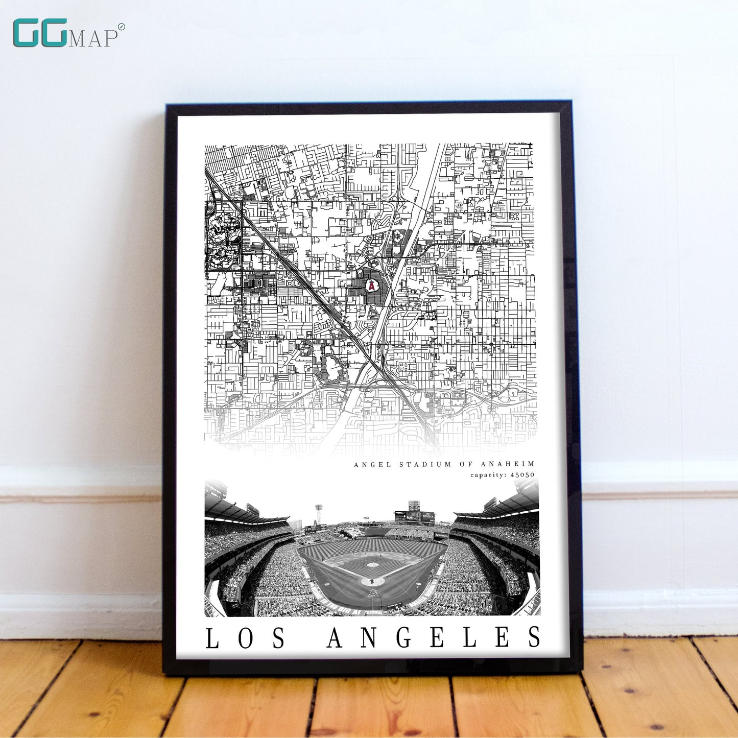 City map of LOS ANGELES - Angel Stadium of Anaheim -Home Decor Los Angeles -Angel Stadium of Anaheim wall decor -New York poster - Print map