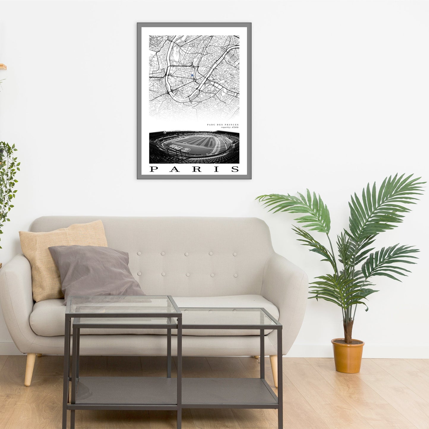 City map of PARIS - Parc des princes - Home Decor Parc des princes - Wall decor - Paris stadium - Parc des princes gift - Print map