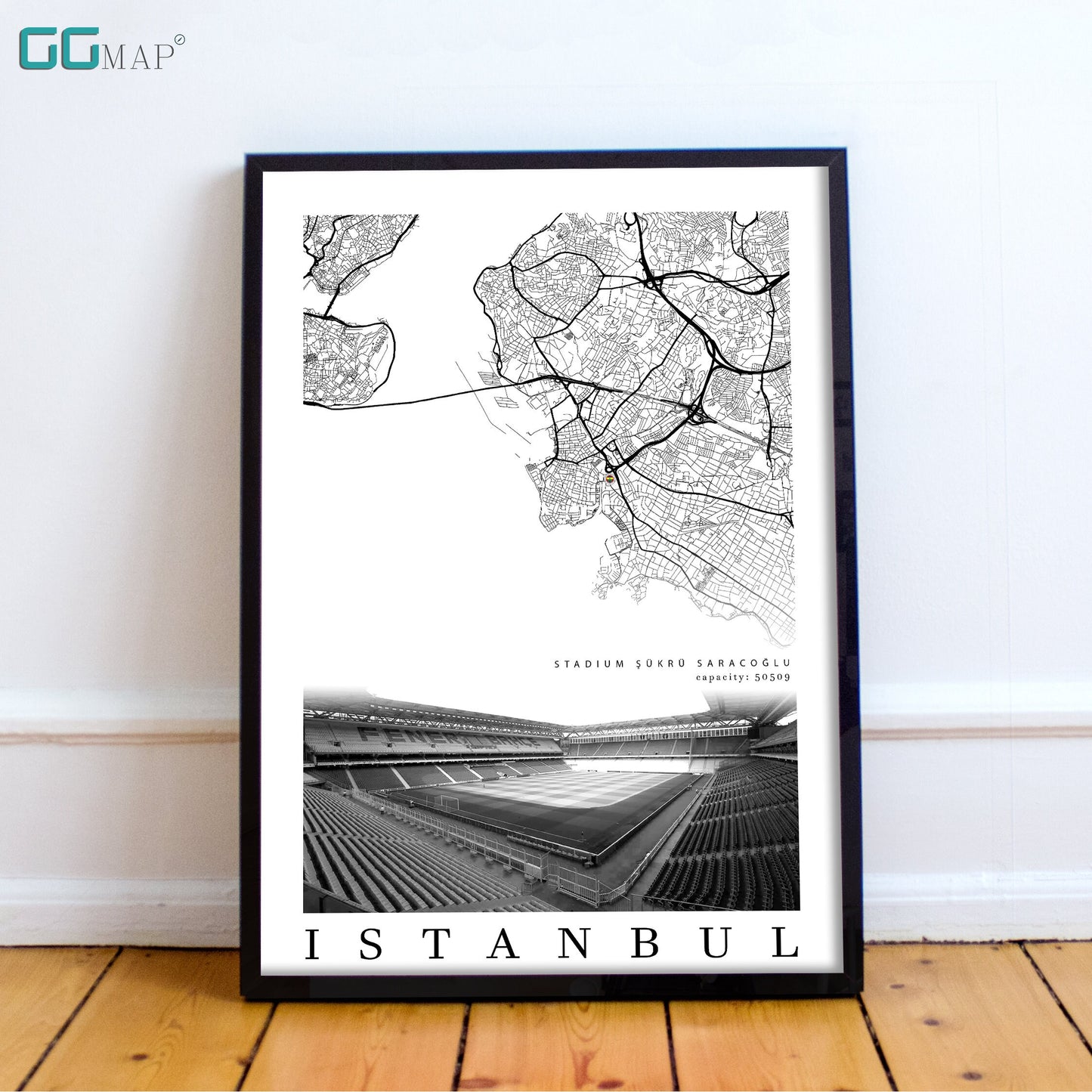 City map of ISTANBUL - kr Saracolu stadium - Home Decor - Fenerbahce wall decor - Istanbul stadium - Fenerbahce gift - Print map