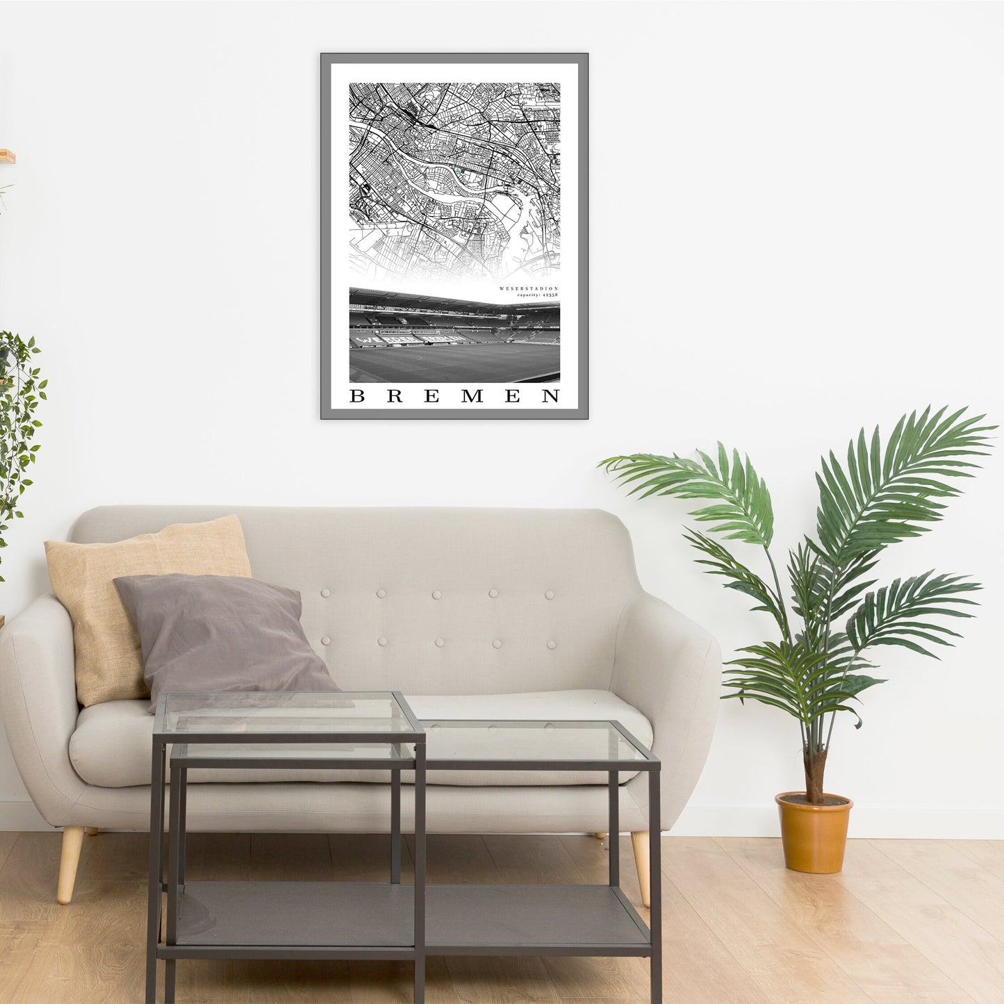 City map of BREMEN - Weserstadion - Home Decor Weserstadion - Print map - Weserstadion gift - Werder Bremen Stadium