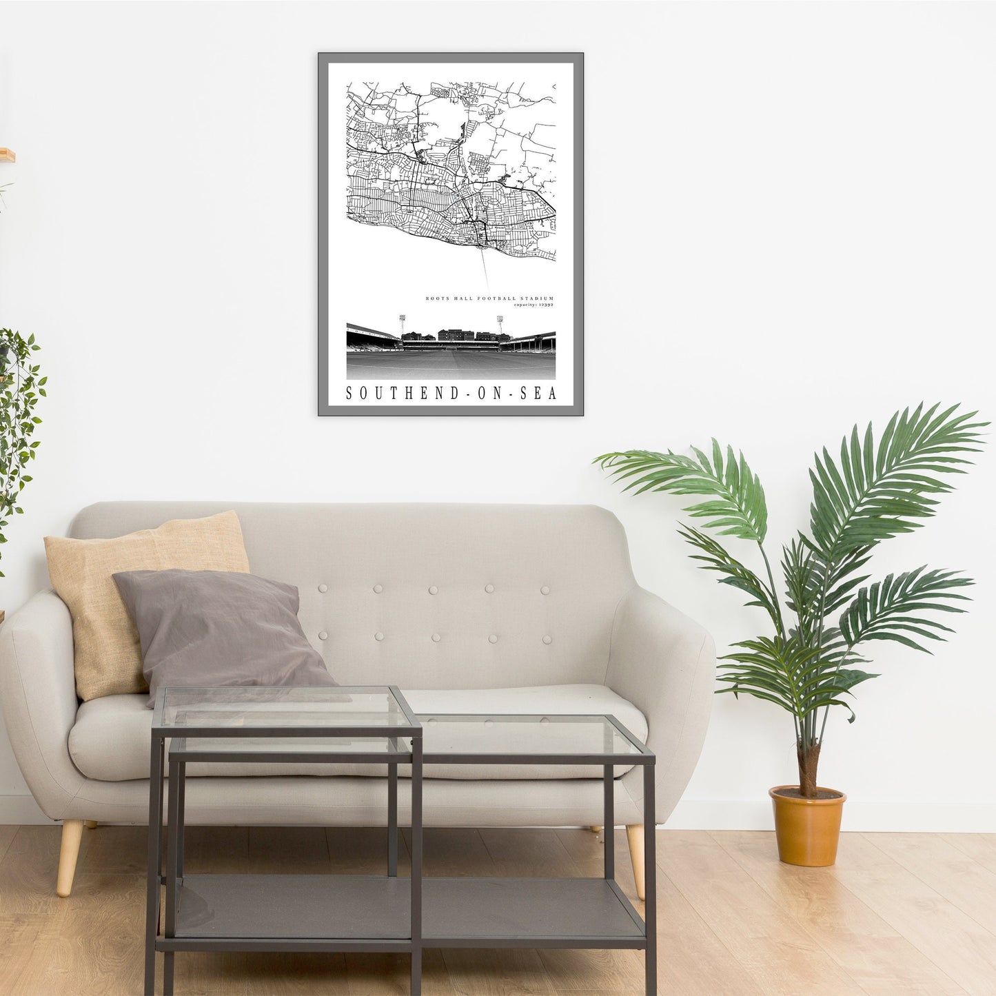 City map of SOUTHEND-ON-SEA -  Roots Hall Football Stadium - Home Decor  Roots Hall - Wall decor -  Southend United stadium - Print map