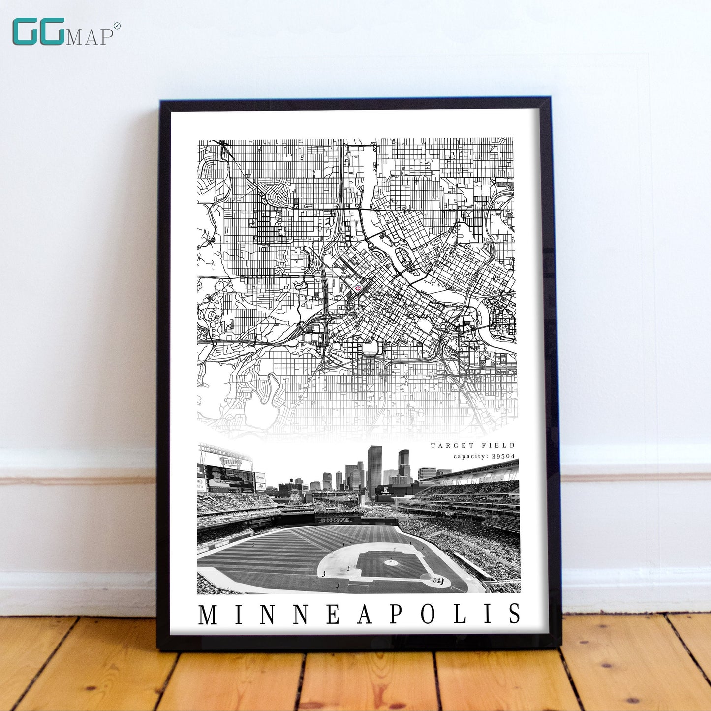 City map of MINNEAPOLIS -  - Home Decor Minneapolis - Target Field wall decor - Minneapolis poster - Print map - Minnesota Twins