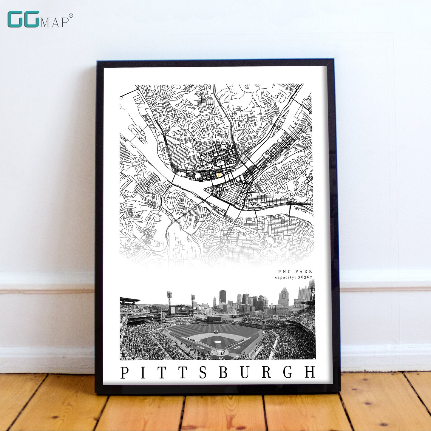 City map of PITTSBURGH - Home Decor Pittsburgh - PNC Park wall decor - Pittsburgh poster - Pittsburgh Pirates - Print map