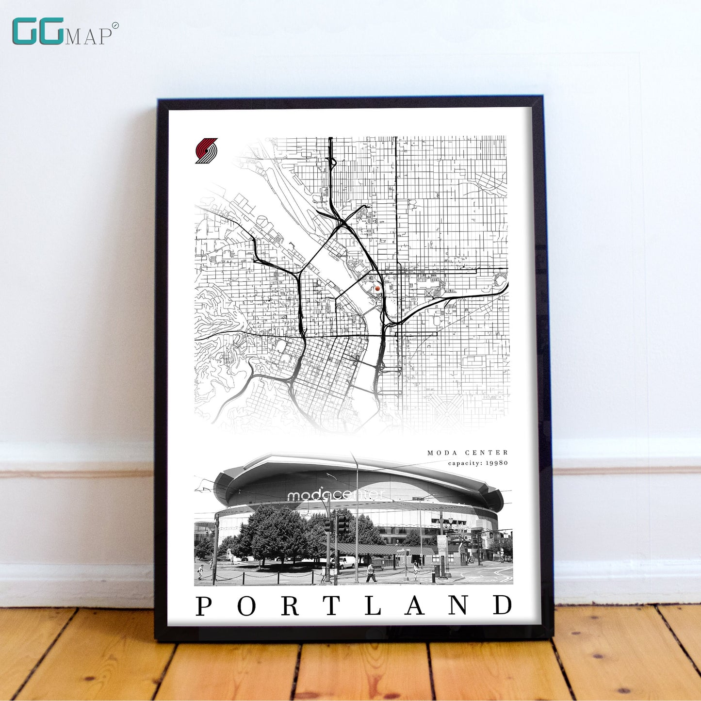 City map of PORTLAND - Moda Center - Home Decor Portland - Moda Center wall decor - Portland poster - Portland gift - Print map