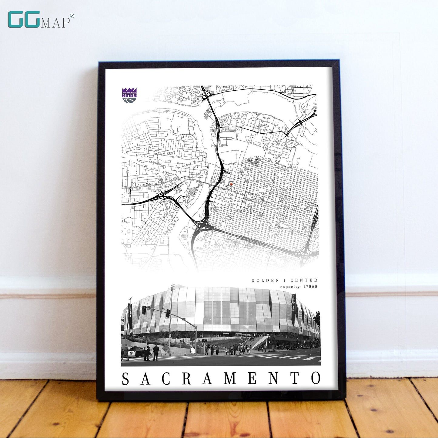 City map of SACRAMENTO - Golden 1 Centar - Home Decor Sacramento - Golden 1 Centar wall decor - Sacramento poster - Print map