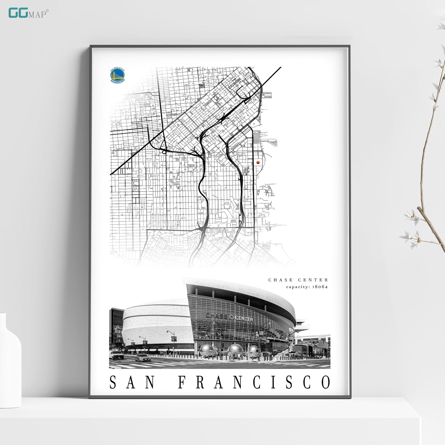 City map of SAN FRANCISCO - Chase Center - Home Decor San Francisco - Chase Center poster - San Francisco gift - Print map