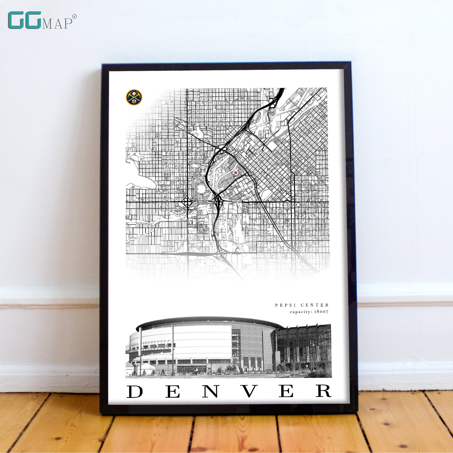 City map of DENVER - Pepsi Center - Home Decor Denver - Pepsi Center - Denver poster - Pepsi Center gift - Print map