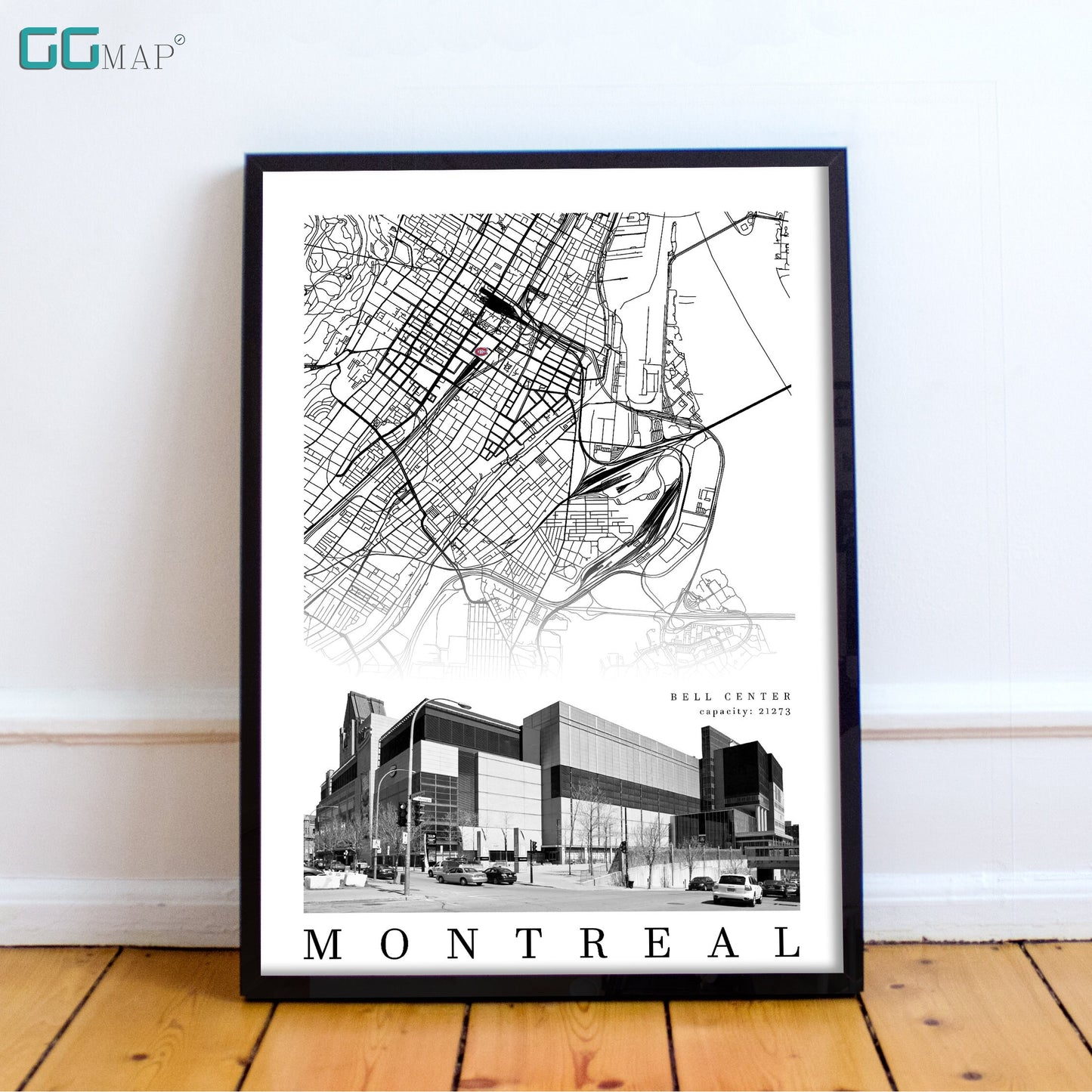 City map of MONTREAL - Bell Center - Home Decor Montreal - Bell Center wall decor - Montreal poster - Print map -