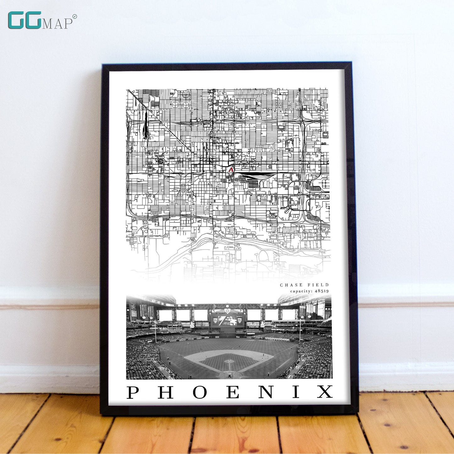 City map of PHOENIX - Home Decor Phoenix - Chase Field wall decor - Phoenix poster - Arizona Diamondbacks - Print map