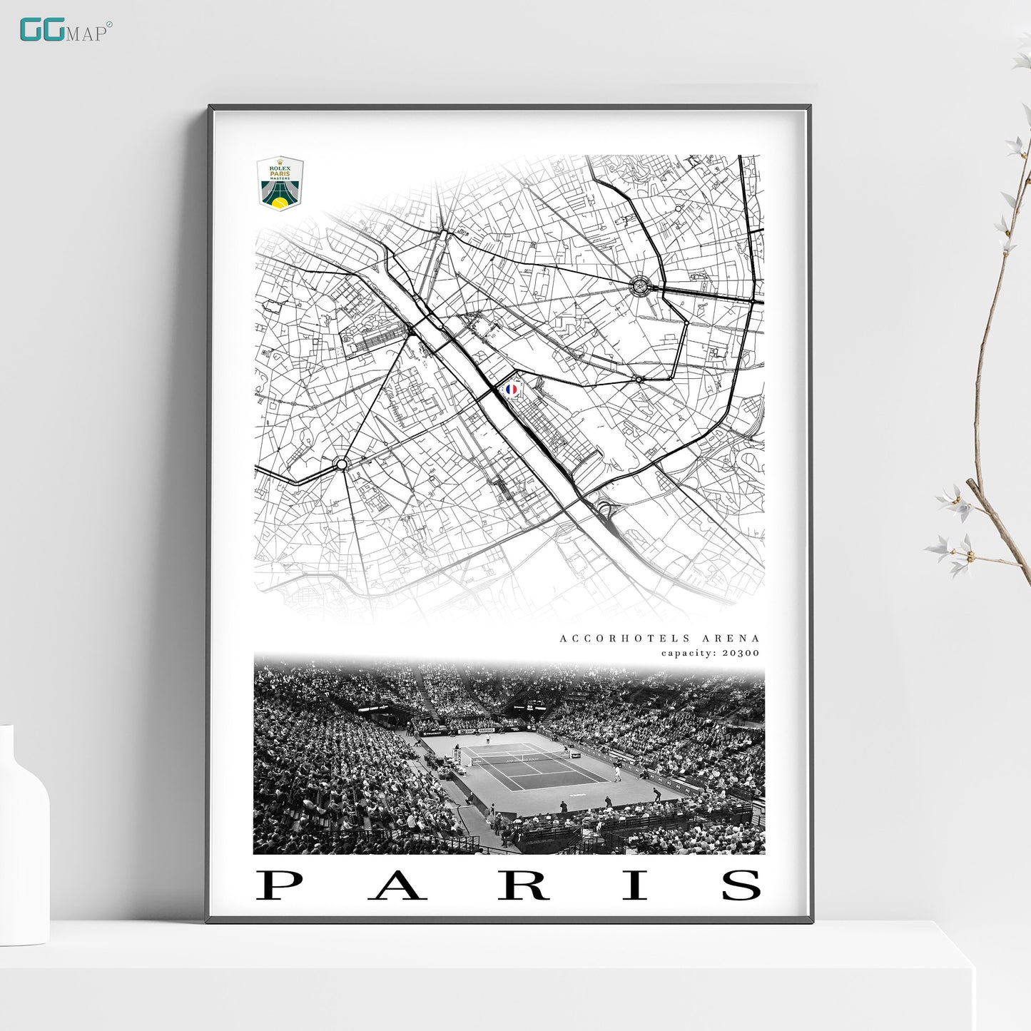 City map of PARIS - AccorHotels Arena - AccorHotels Arena wall decor - AccorHotels Arena poster - AccorHotels Arena gift - Print map