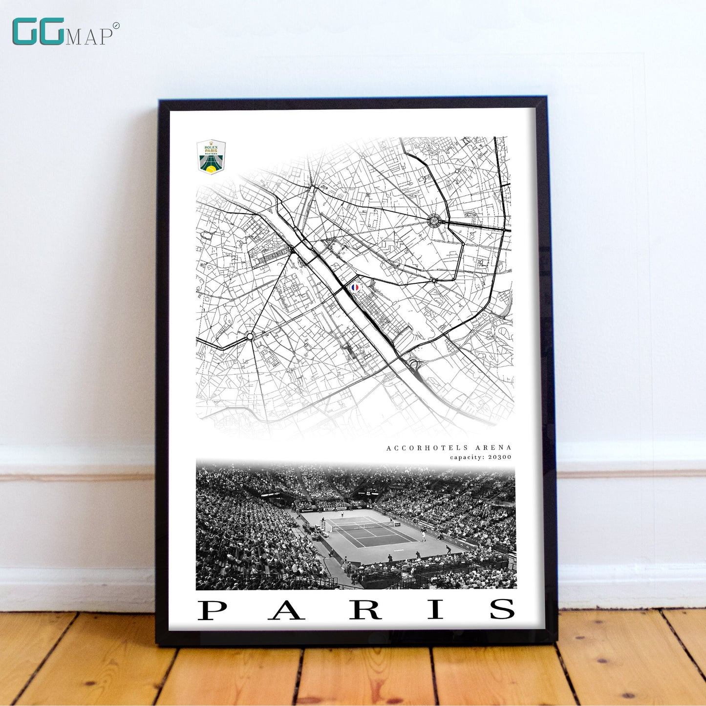 City map of PARIS - AccorHotels Arena - AccorHotels Arena wall decor - AccorHotels Arena poster - AccorHotels Arena gift - Print map