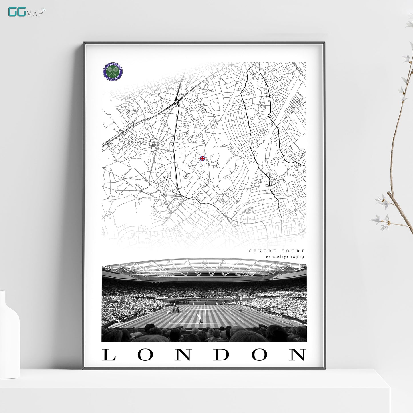 City map of LONDON - Centre Court Wimbledon - Home Decor Centre Court Wimbledon - Wall decor Centre Court Wimbledon - Print map