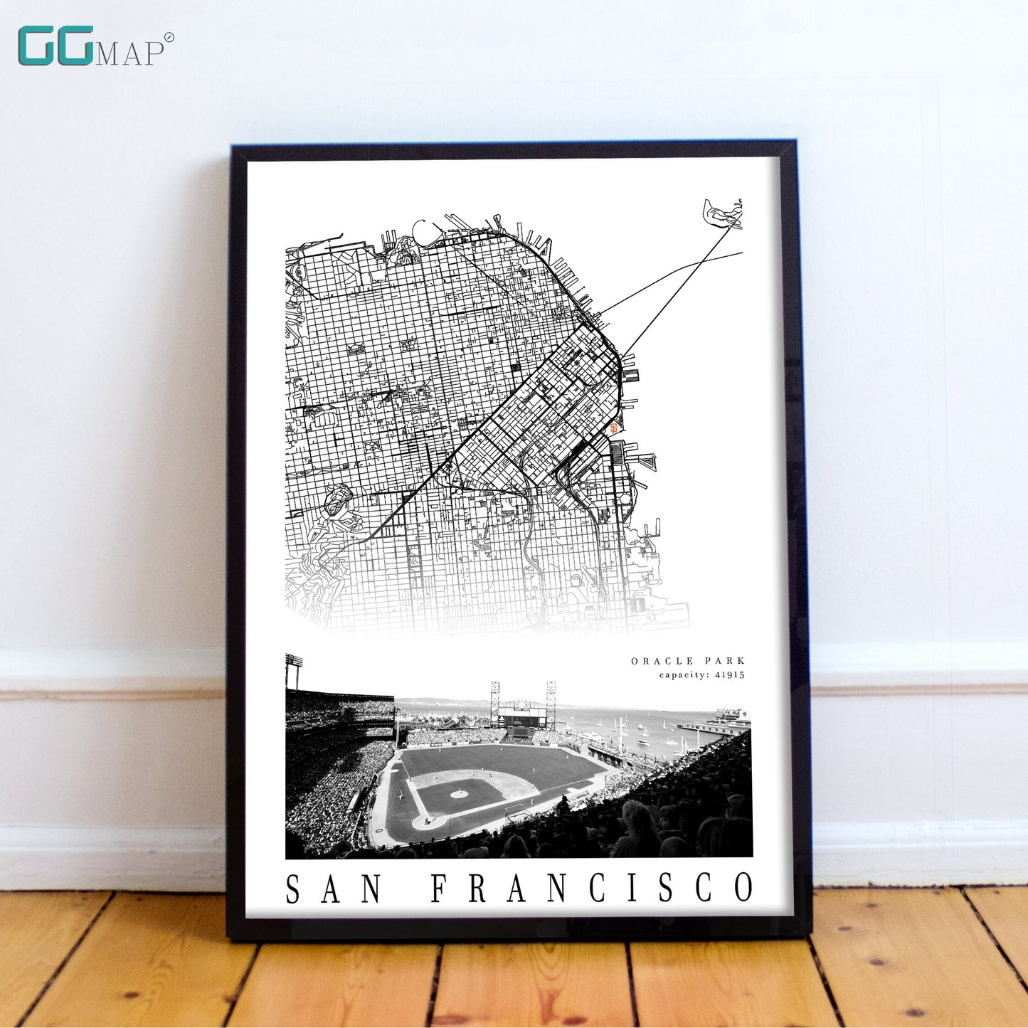 City map of SAN FRANCISCO - Home Decor San Francisco - Oracle Park wall decor - San Francisco poster - San Francisco Giants - Print map