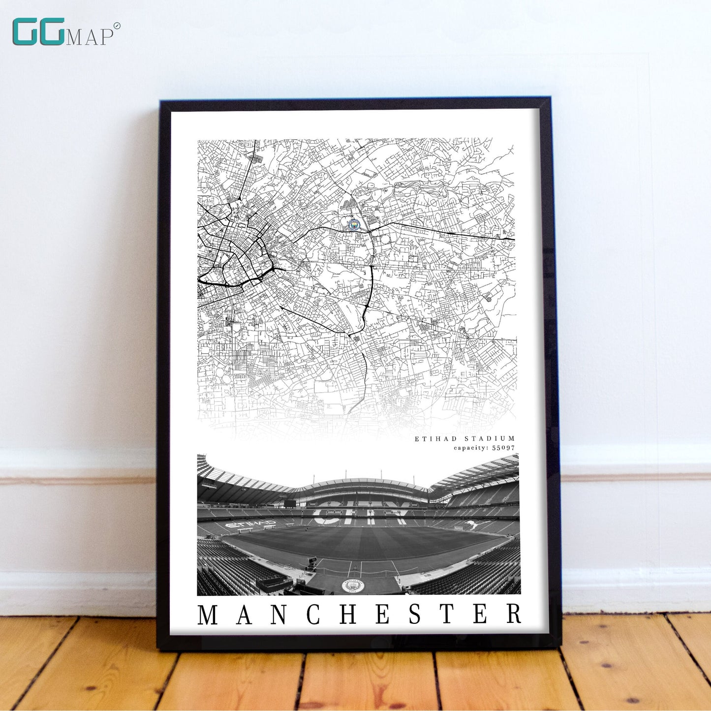 City map of MANCHESTER - Etihad Stadium - Home Decor - City of Manchester Stadium - Wall decor - Manchester City gift -Print map