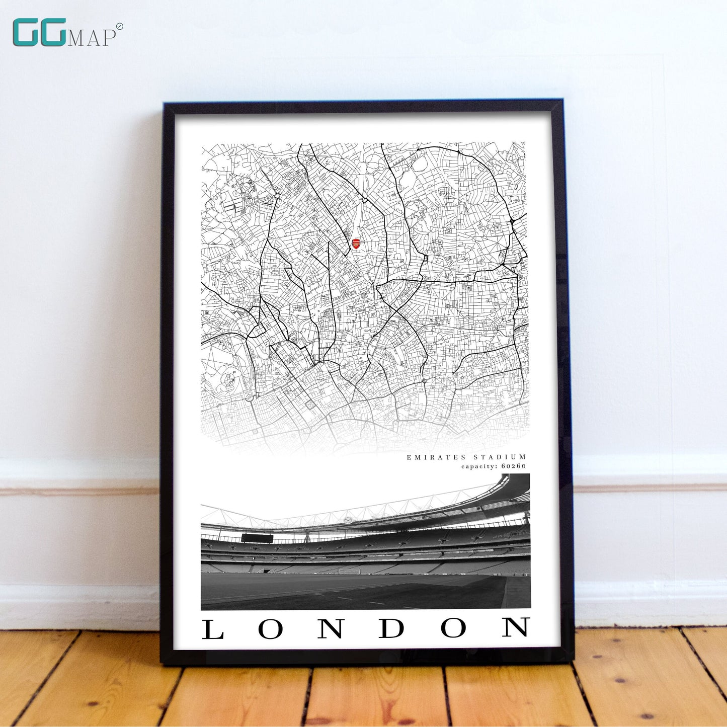 City map of LONDON - Stadion Emirates - Home Decor - Stadium Arsenal - Wall decor - Arsenal gift - Arsenal gift - Print map- Arsenal Stadium