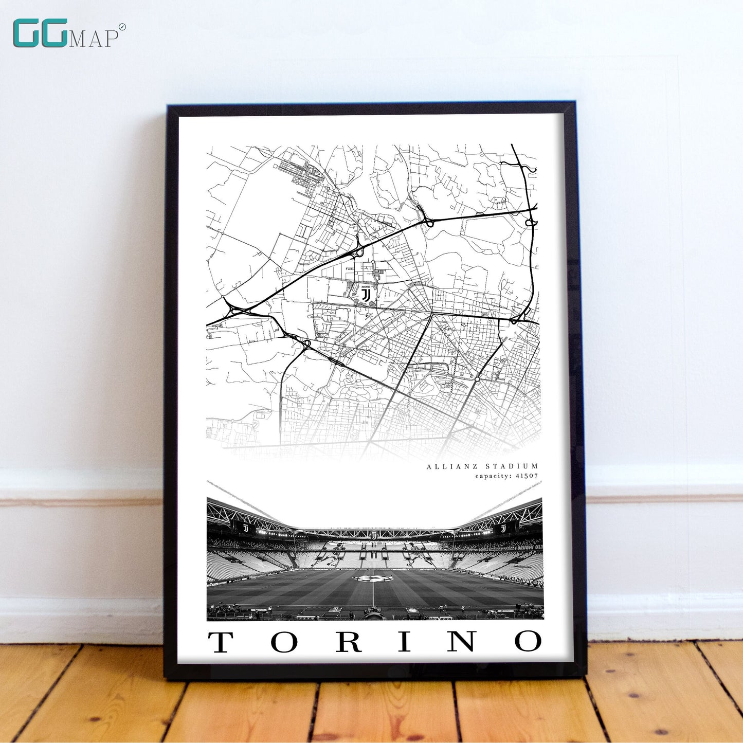 City map of Citt di Torino - FC JUVENTUS - TURIN Stadium - Home Decor Juventus - Allianz arena poster - Allianz stadium - Torino map