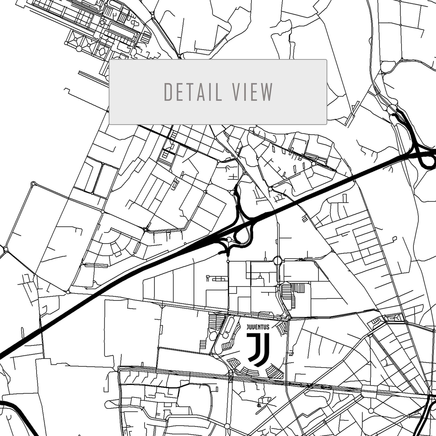 City map of Citt di Torino - FC JUVENTUS - TURIN Stadium - Home Decor Juventus - Allianz arena poster - Allianz stadium - Torino map