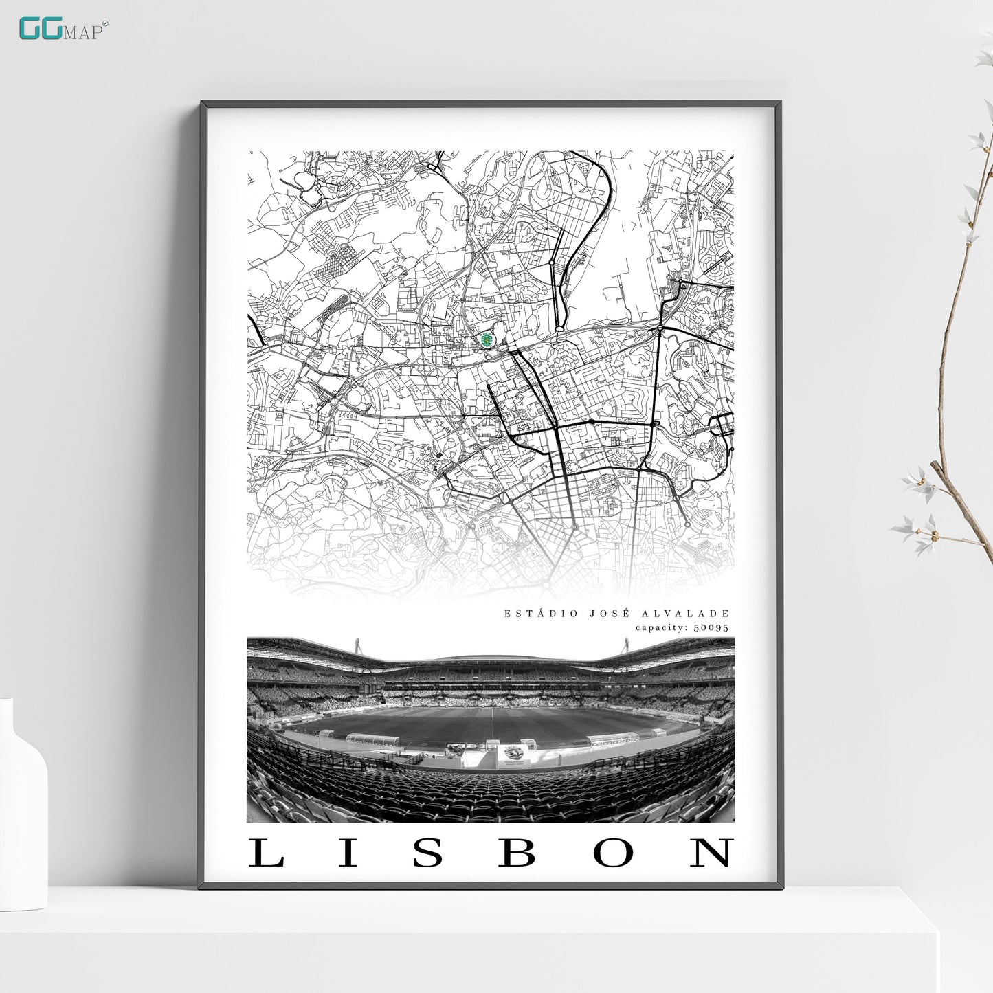 City map of LISABON - Estdio Jos Alvalade - Home Decor Estdio Jos Alvalade - Estdio Jos Alvalade gift - Print map