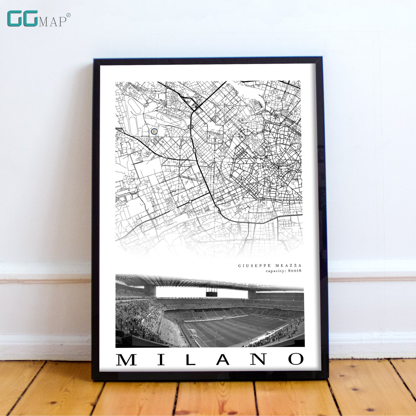 City map of MILANO - FC Inter - San Siro Stadium - Home Decor San Siro - Giuseppe Meazza poster - San Siro Stadio - Inter