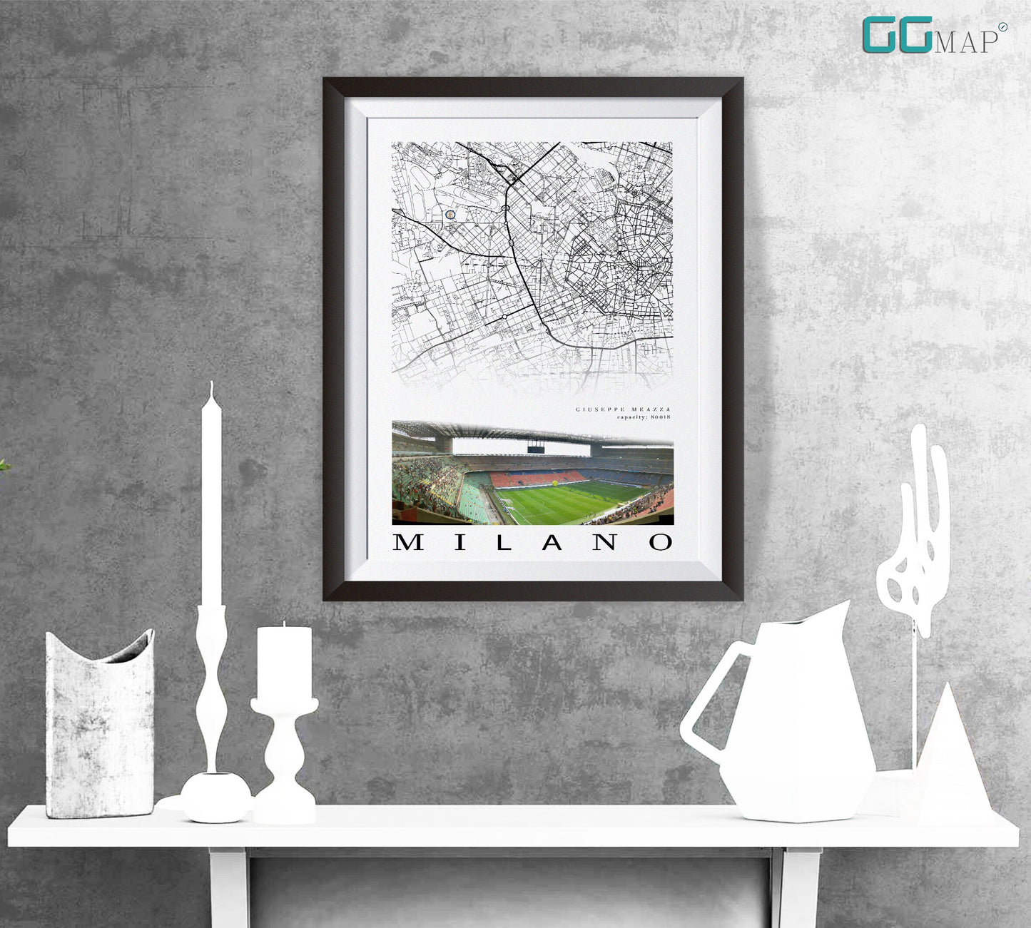 City map of MILANO - FC Inter - San Siro Stadium - Home Decor San Siro - Giuseppe Meazza poster - San Siro Stadio - Inter