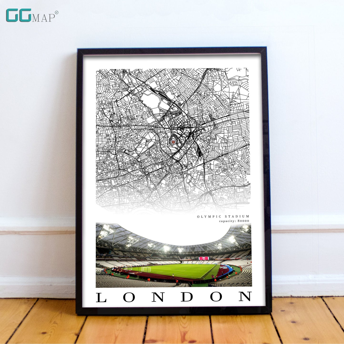 City map of LONDON - Olympic Stadium - Home Decor Olympic Stadium - Print map -Olympic Stadium gift - West Ham United Stadium