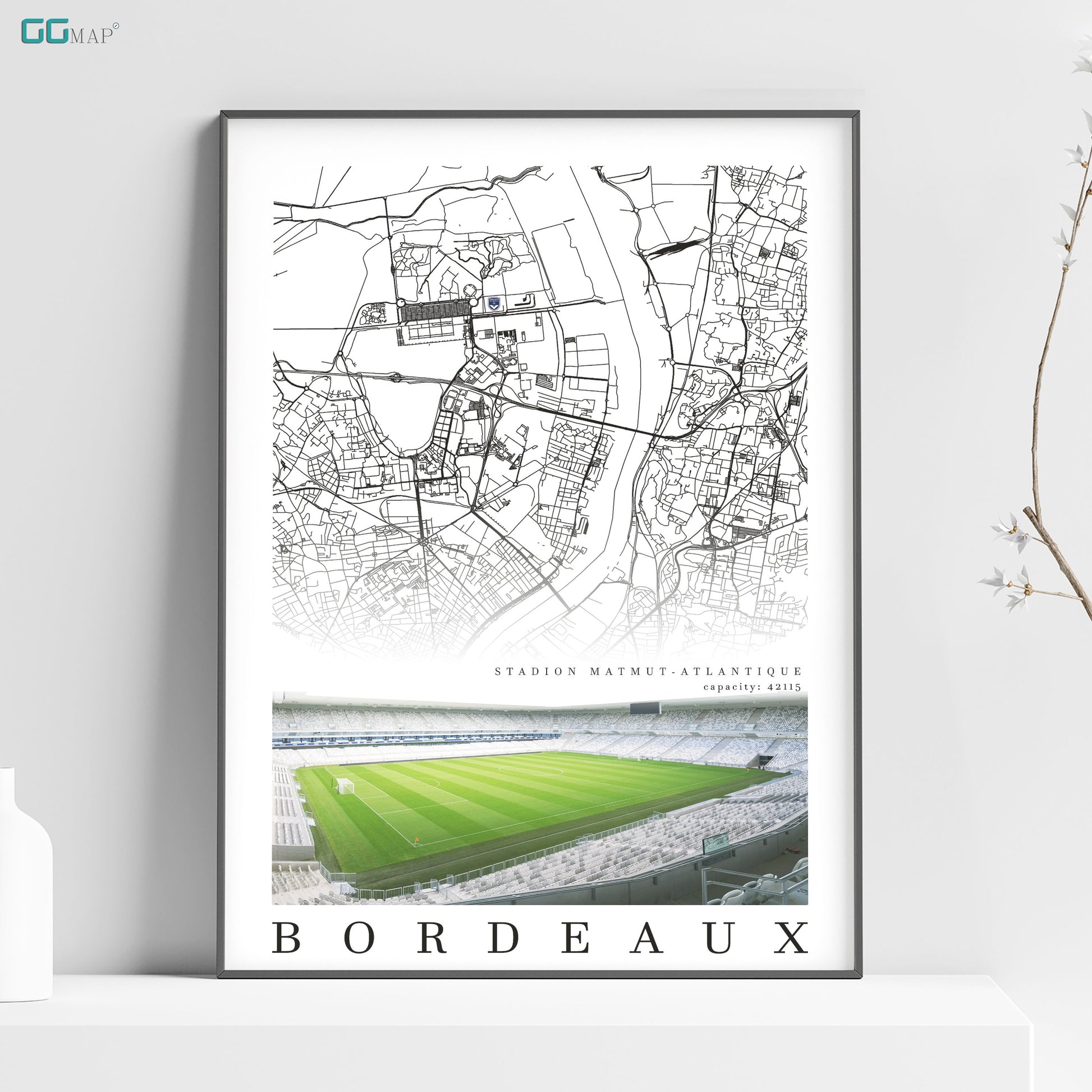 a poster of a soccer field with a map of the stadium