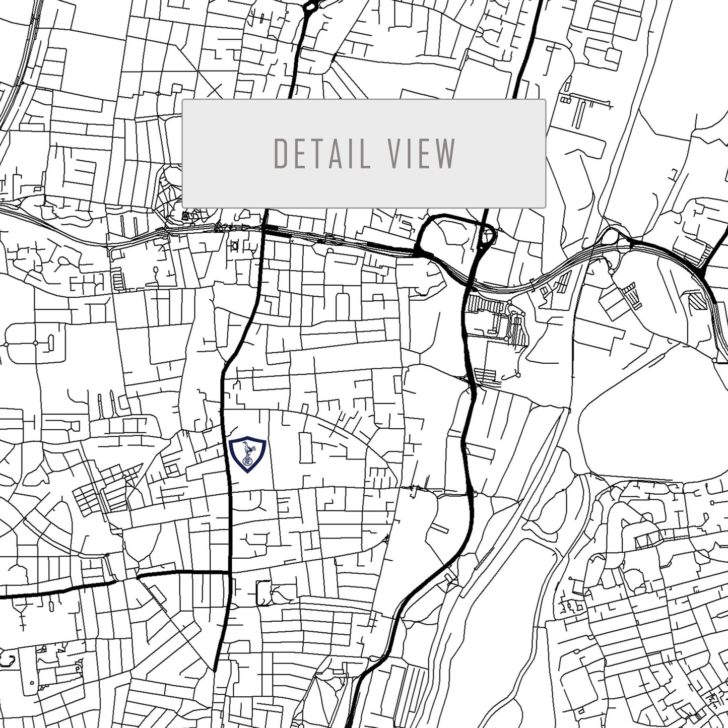 City map of LONDON - White Hart Lane - Home Decor White Hart Lane - Print map - White Hart Lane gift - Tottenham Hotspur Old Stadium