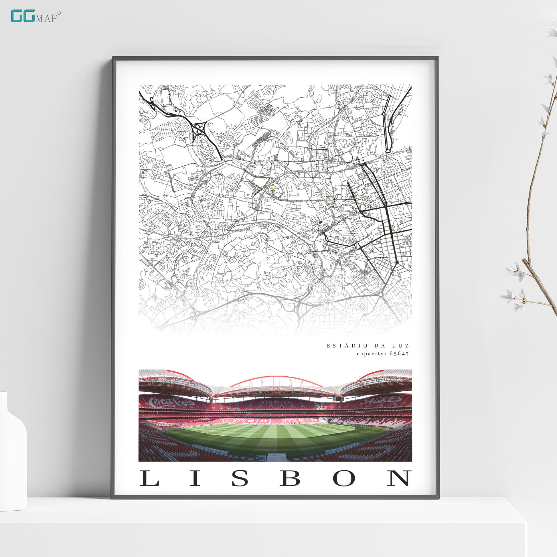 a poster of a stadium with a map of the stadium