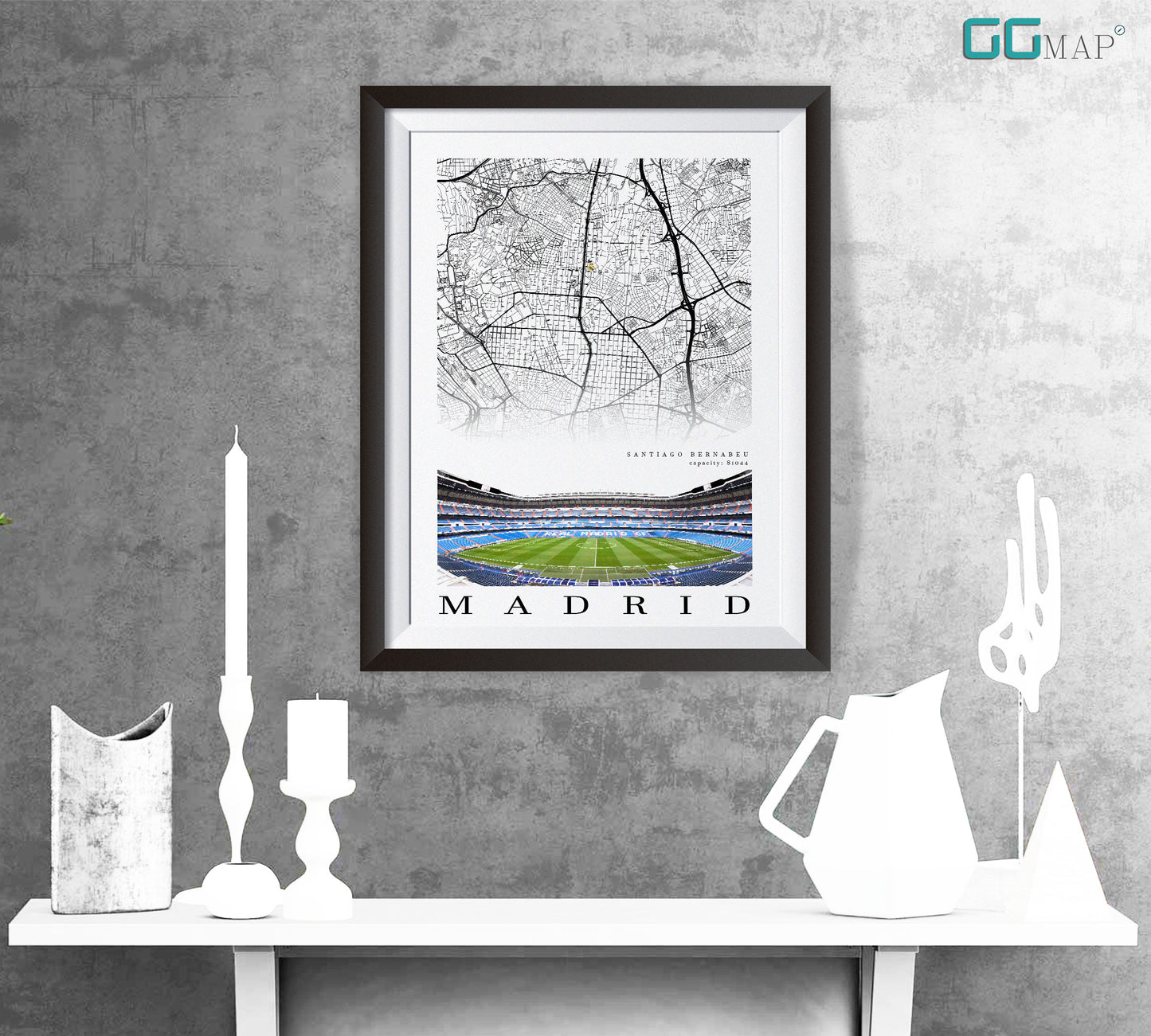 City map of MADRID - Santiago Bernabu Stadium - Home Decor Santiago Bernabu - Wall decor -Santiago Bernabu - Estadio Santiago Bernabu