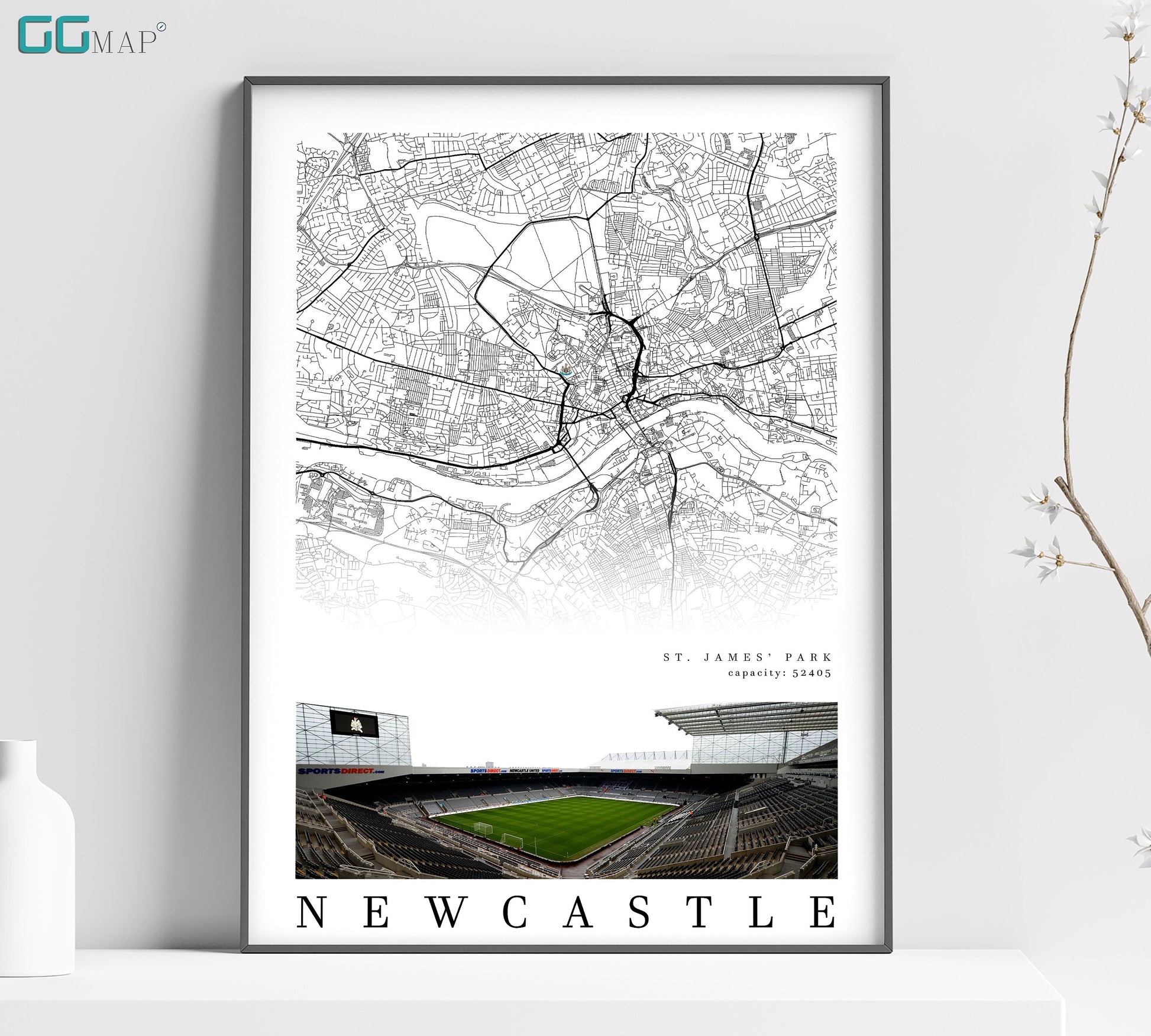 a map of newcastle with a white background