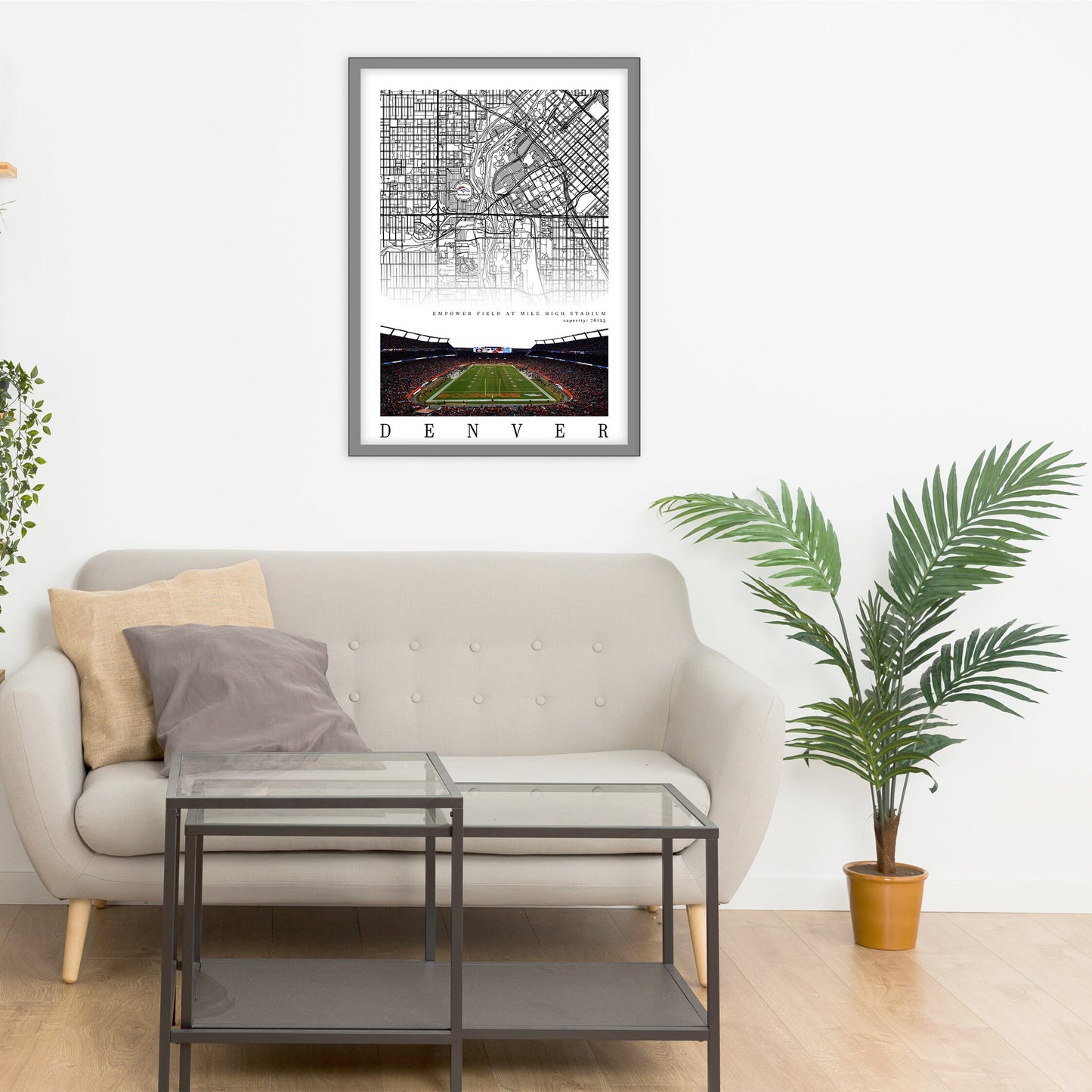 City map of DENVER - Empower Field Stadium - Home Decor Denver Broncos - Empower Field wall decor - Denver Broncos poster - Print map -