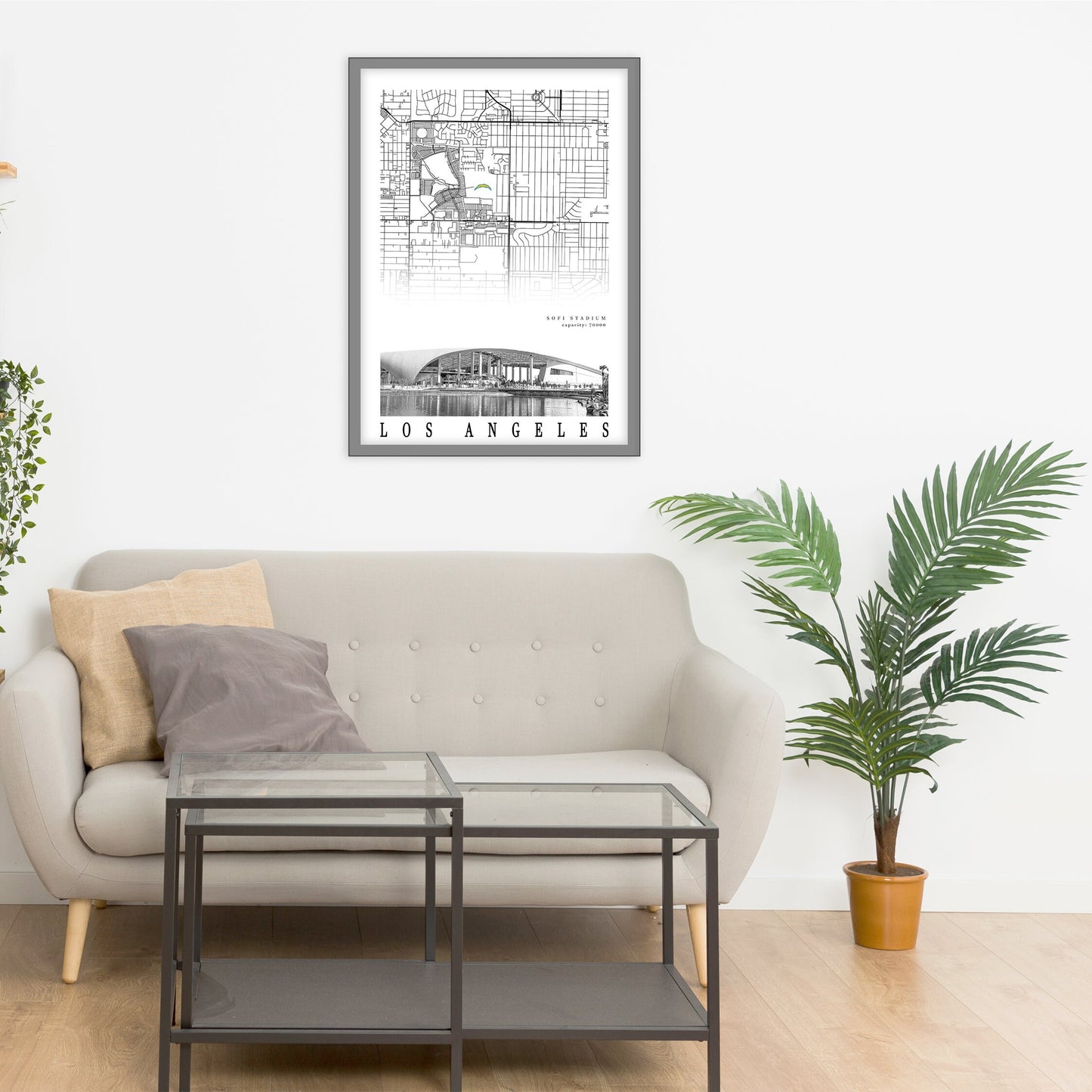 City map of LOS ANGELES - Sofi Stadium poster - Home Decor Los Angeles Chargers - Los Angeles Chargers wall decor - Print map - Gift -