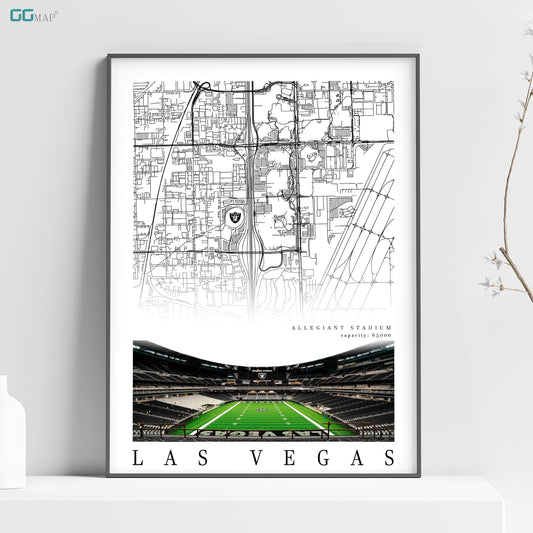 City map of LAS VEGAS - Allegiant Stadium poster - Home Decor Las Vegas - Las Vegas poster - Las Vegas gift - Print map -