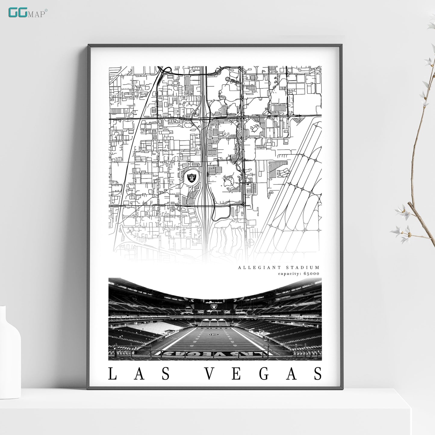 City map of LAS VEGAS - Allegiant Stadium poster - Home Decor Las Vegas - Las Vegas poster - Las Vegas gift - Print map -