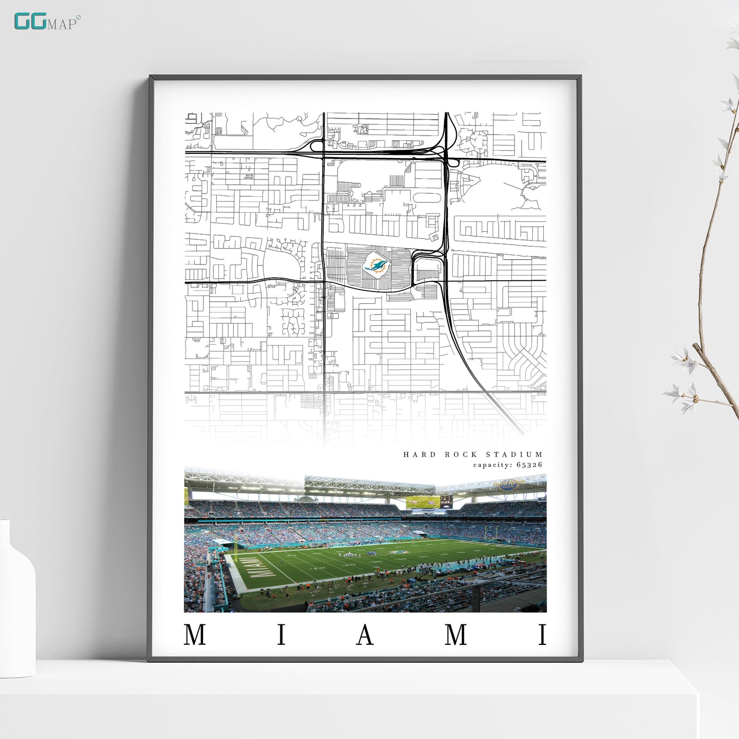 a poster of a stadium with a map of miami