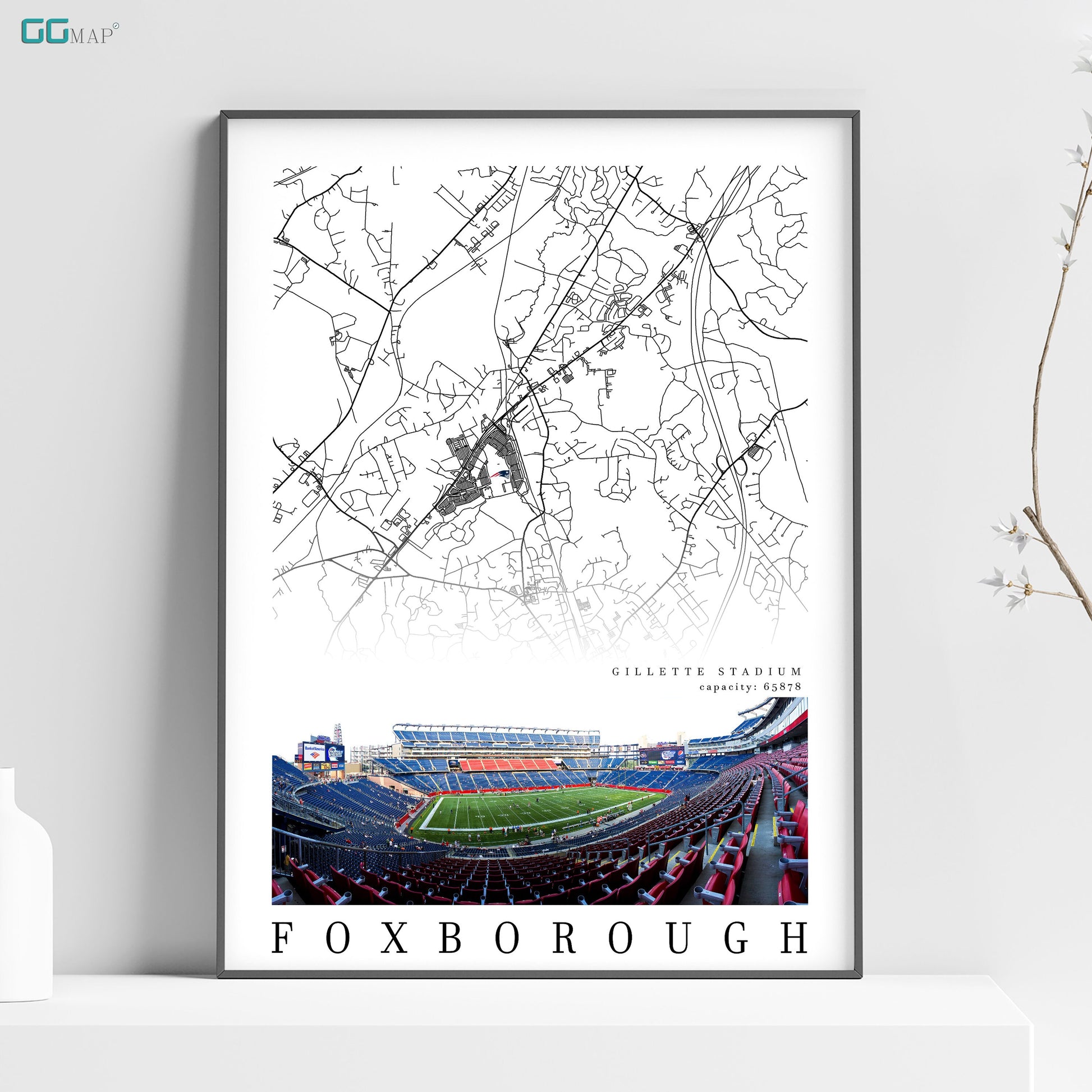 a poster of a stadium with a map of the stadium