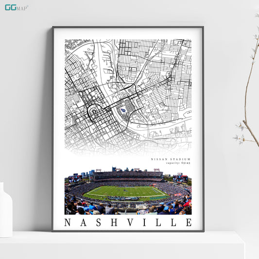 a poster of a football stadium with a map of nashville